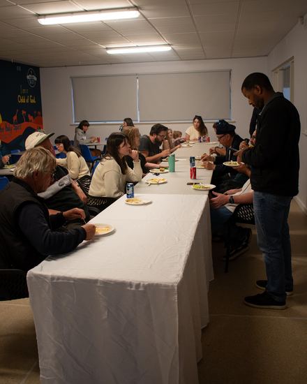 Dinner being served after a Calvary gathering