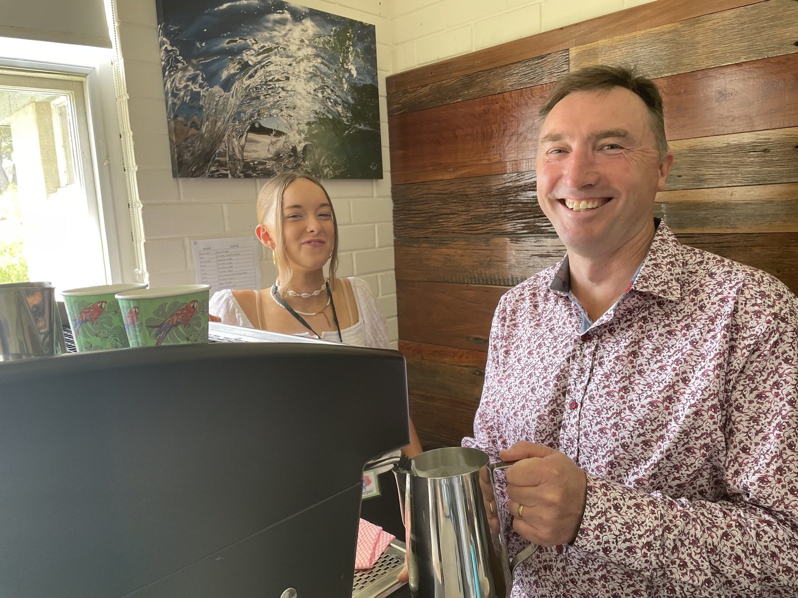Coffee being poured at Calvary