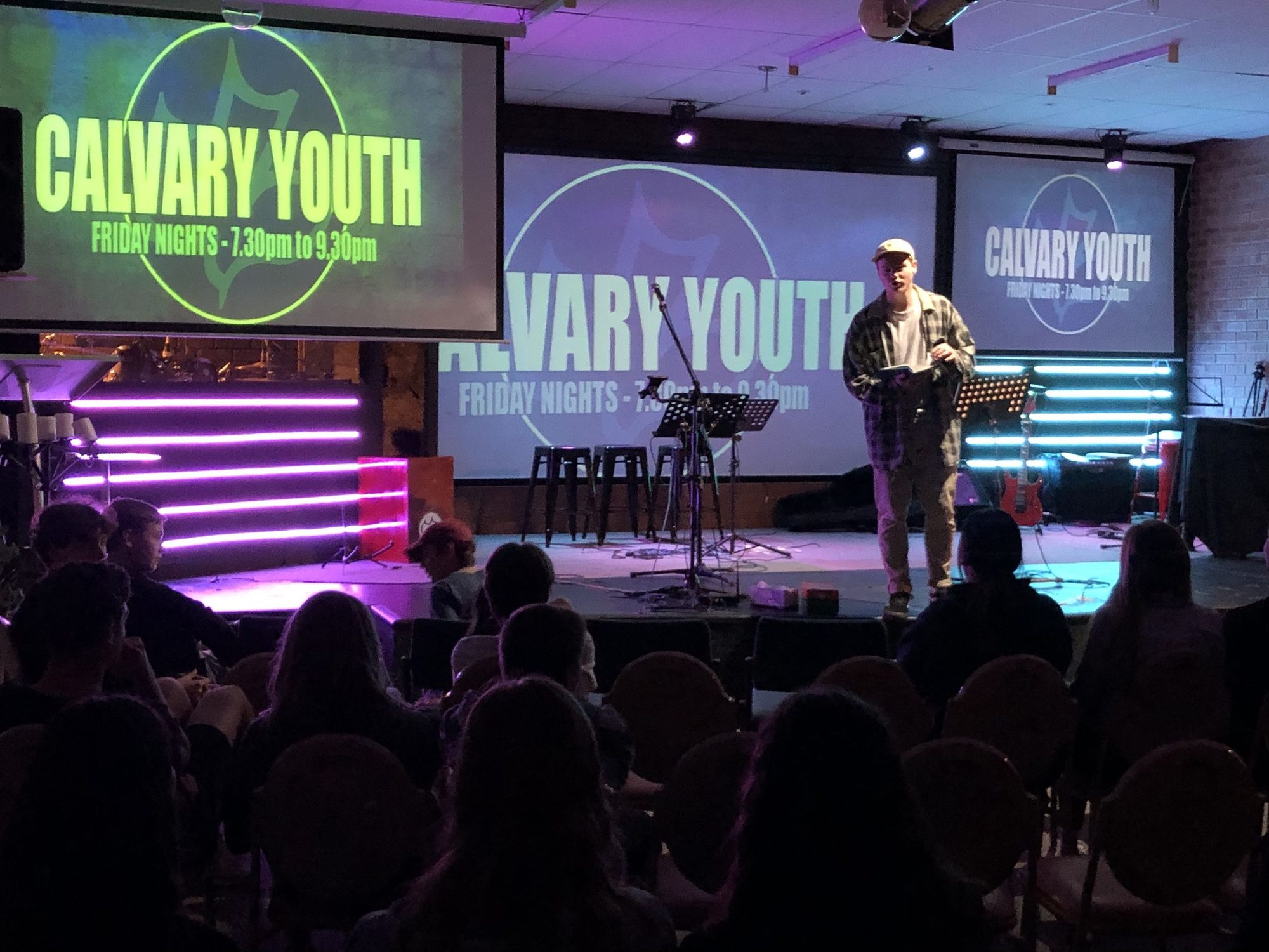 Calvary Youth on stage on a Friday night