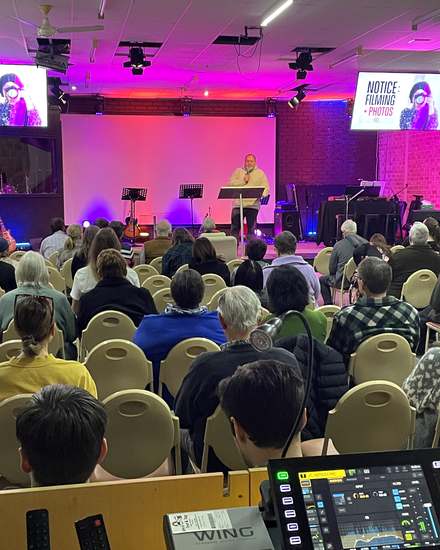 Bible teaching at a Calvary Sunday gathering